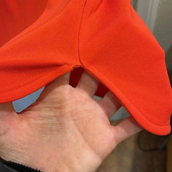 Lauren Ralph Lauren Red Shift Shirt Dress Short Cap Sleeve Size Small Flaw - Picture 3 of 9